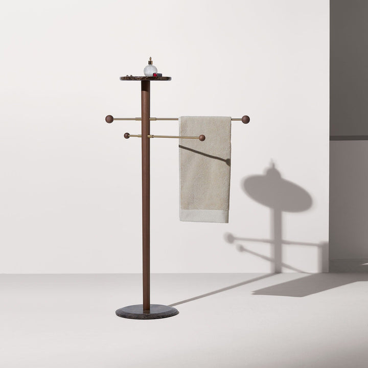 Toallero Towel Stand Towel Racks & Holders Nomon Walnut / Emperador Marble and Brass