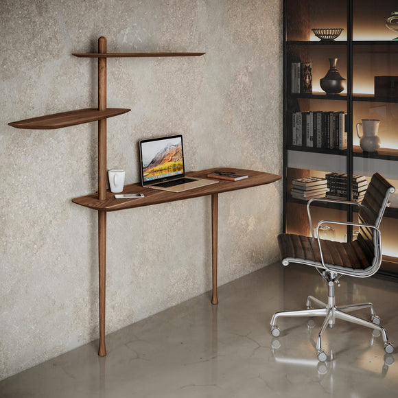 Unica Escritorio Desk in Natural Walnut Veneered Desks Nomon