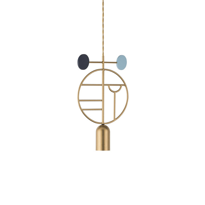 Wooden Dots 06 Pendant Light Lighting Nomon Brass With Blue Dots