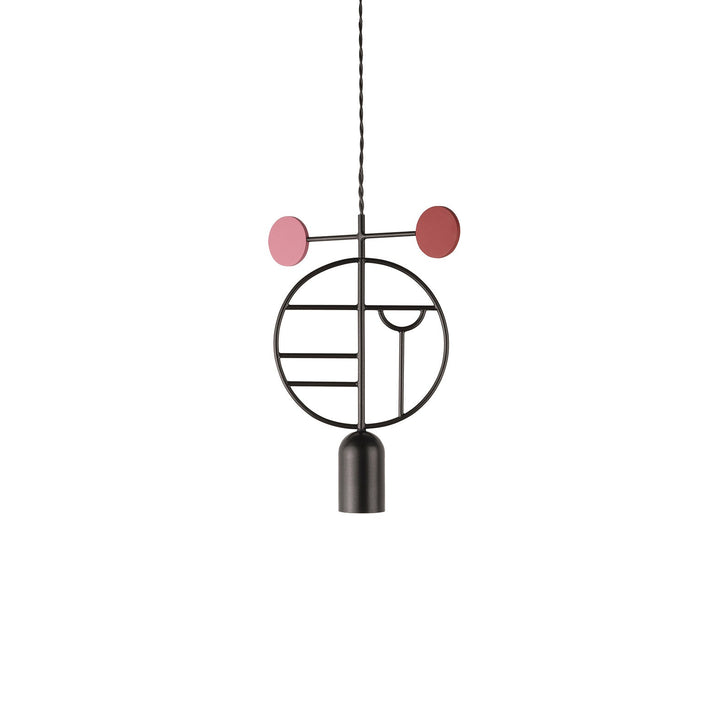 Wooden Dots 06 Pendant Light Lighting Nomon Graphite With Pink / Red Dots