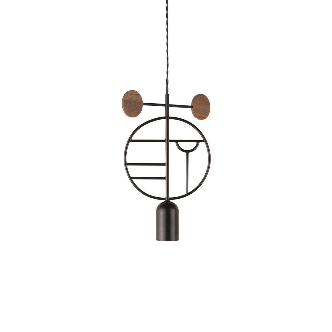 Wooden Dots 06 Pendant Light Lighting Nomon Graphite With Walnut Dots