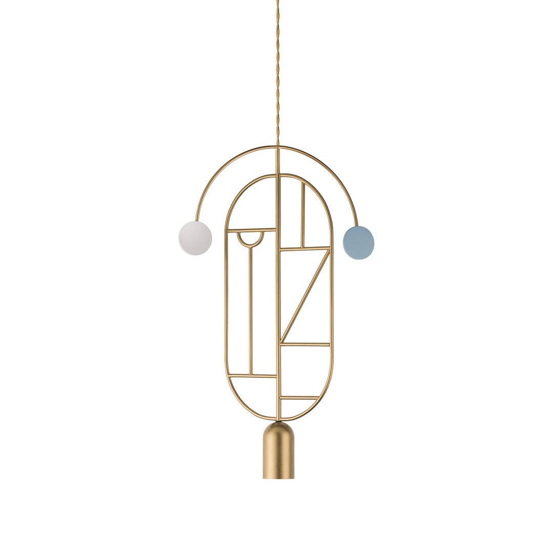 Wooden Dots 07 Pendant Light Lighting Nomon Brass With Blue / White Dots