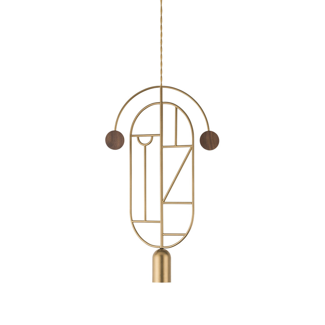 Wooden Dots 07 Pendant Light Lighting Nomon Brass With Walnut Dots