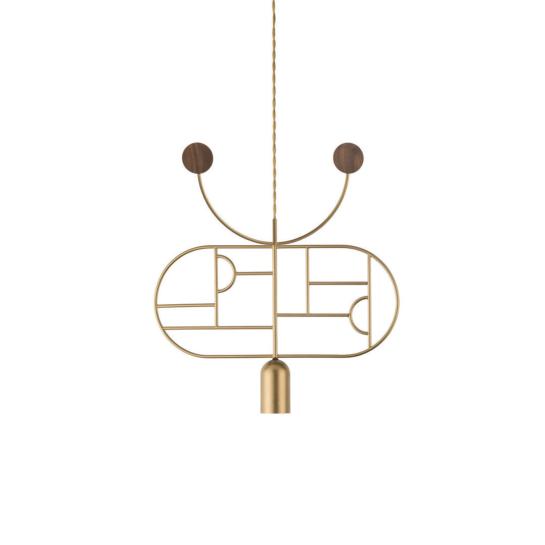 Wooden Dots 08 Pendant Light Lighting Nomon Brass With Walnut Dots
