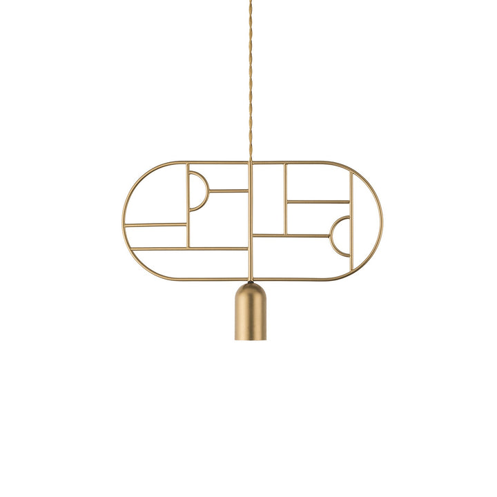 Wooden Dots Horizontal Oval Pendant Light Lighting Nomon Brass