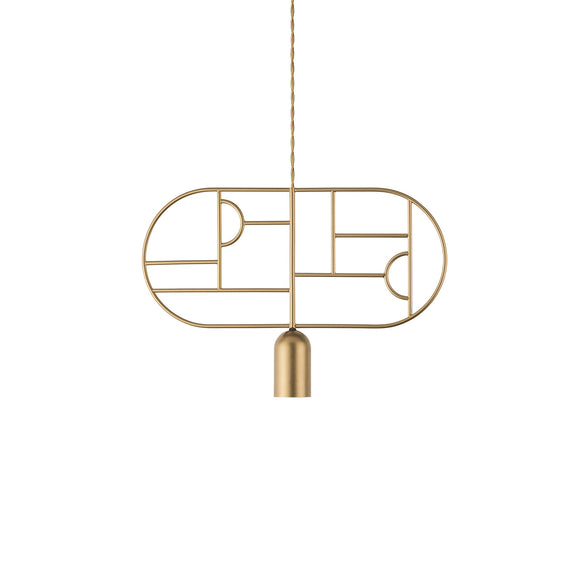 Wooden Dots Horizontal Oval Pendant Light Lighting Nomon