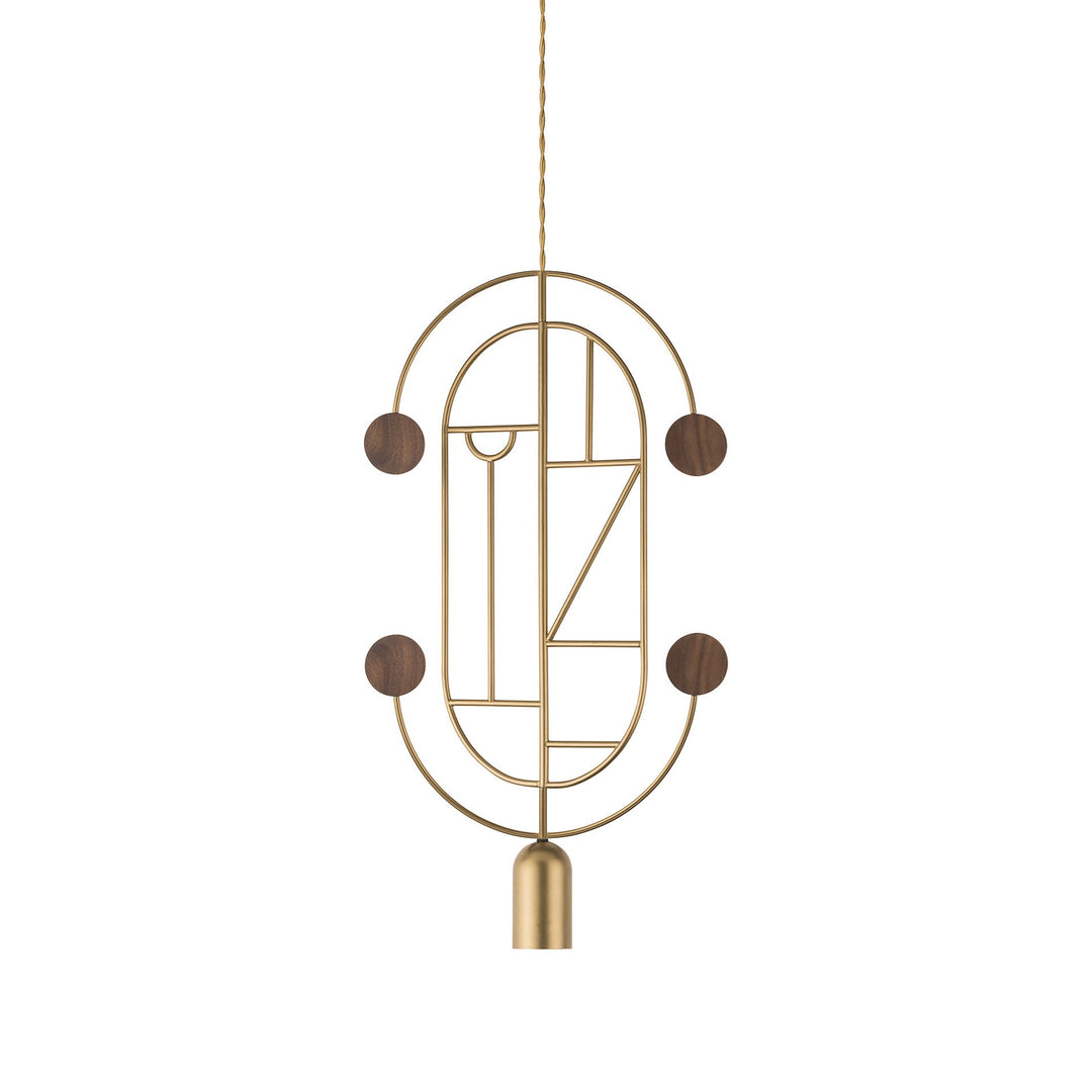 Wooden Dots S04 Pendant Light Lighting Nomon Brass With Walnut Dots