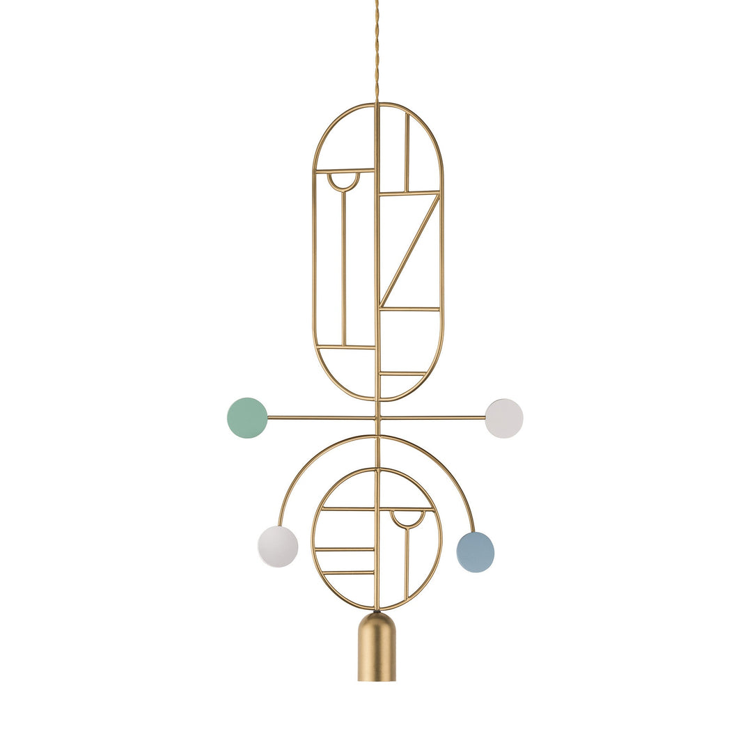 Wooden Dots S08 Pendant Light Lighting Nomon Brass With Blue / White / Turquoise Dots