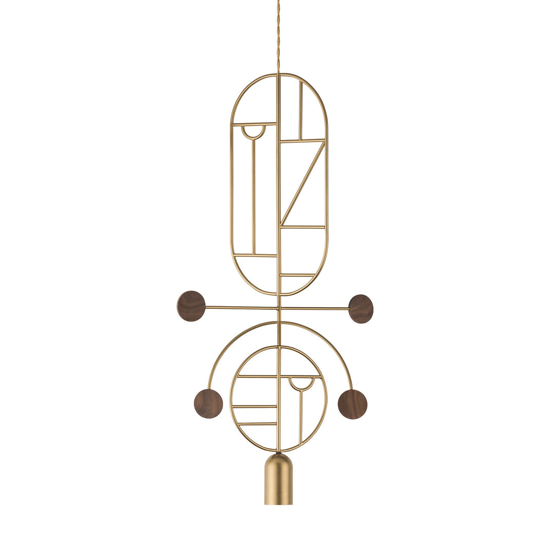 Wooden Dots S08 Pendant Light Lighting Nomon Brass With Walnut Dots