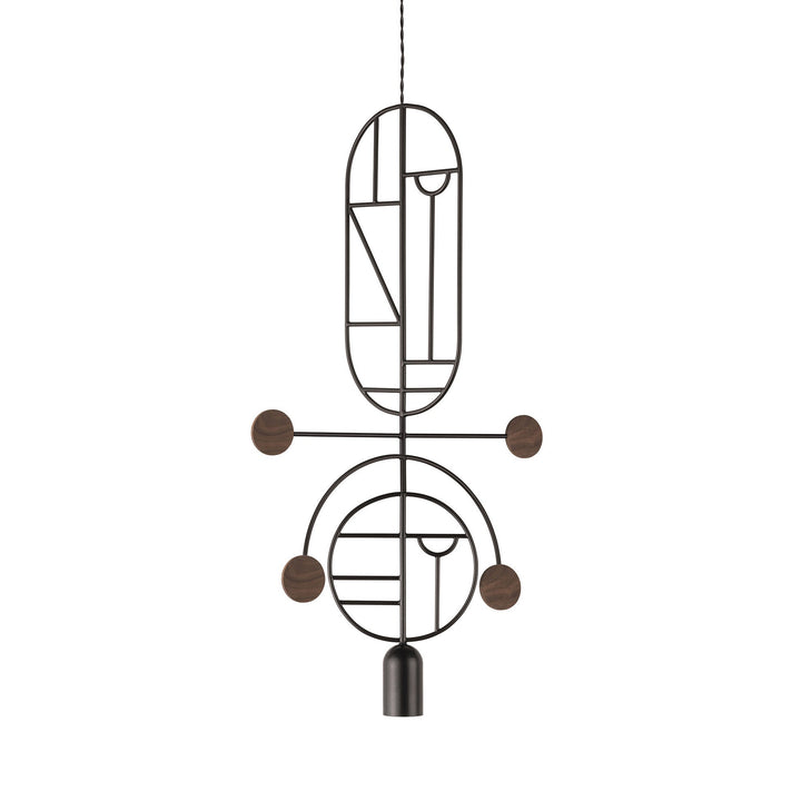 Wooden Dots S08 Pendant Light Lighting Nomon Graphite With Walnut Dots