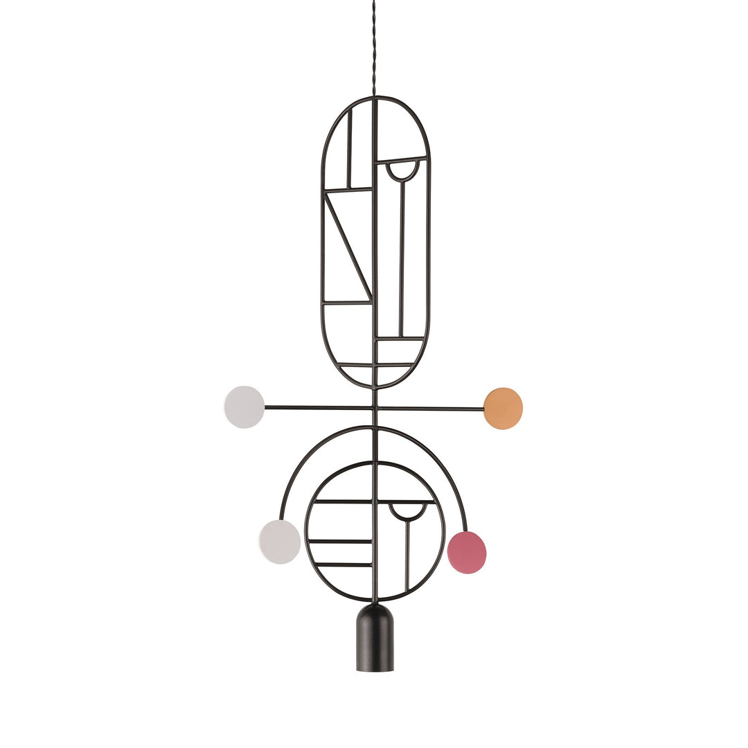 Wooden Dots S08 Pendant Light Lighting Nomon Graphite With White / Pink / Orange Dots