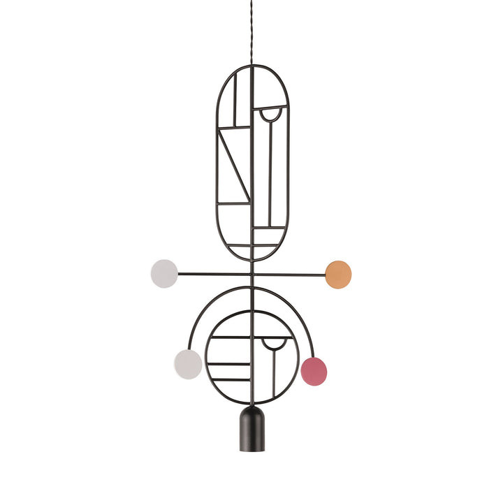 Wooden Dots S08 Pendant Light Lighting Nomon Graphite With White / Pink / Orange Dots