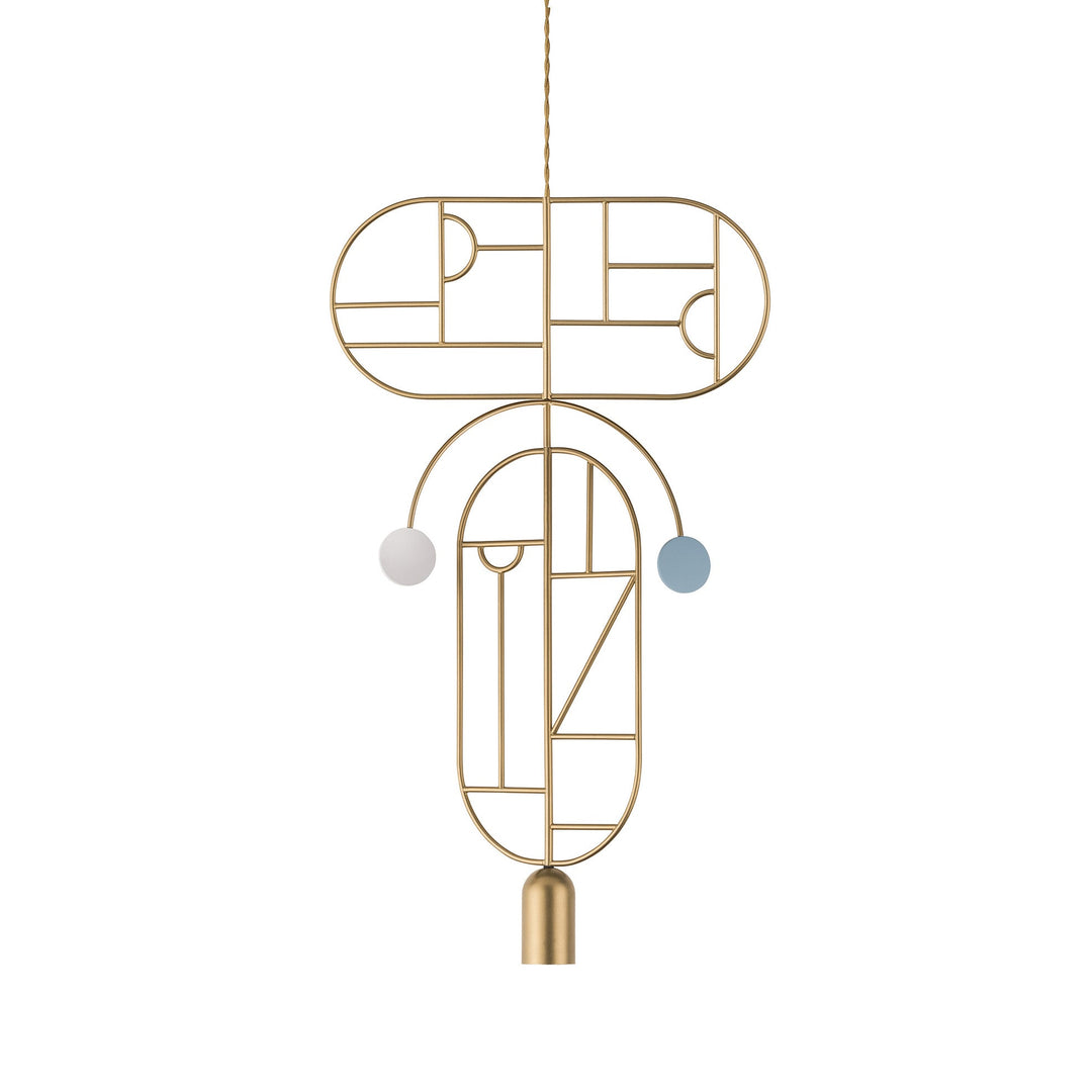 Wooden Dots S09 Pendant Light Lighting Nomon Brass With Blue / White Dots