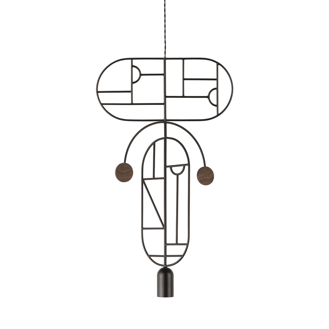 Wooden Dots S09 Pendant Light Lighting Nomon Graphite With Walnut Dots
