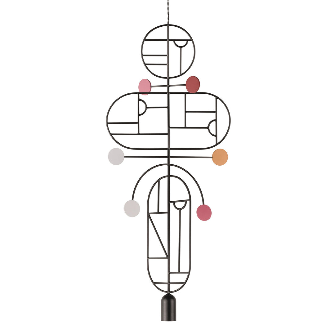 Wooden Dots S19 Pendant Light Lighting Nomon Graphite With White / Pink / Orange / Red Dots