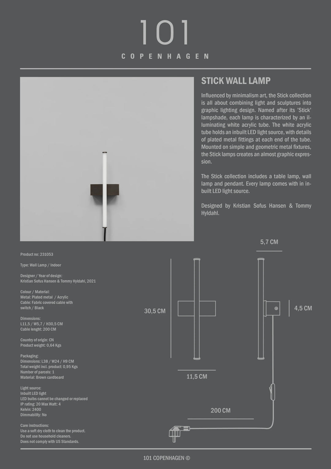 Stick Wall Lamp wall lamp 101 Copenhagen   