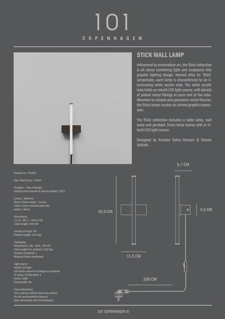 Stick Wall Lamp wall lamp 101 Copenhagen   