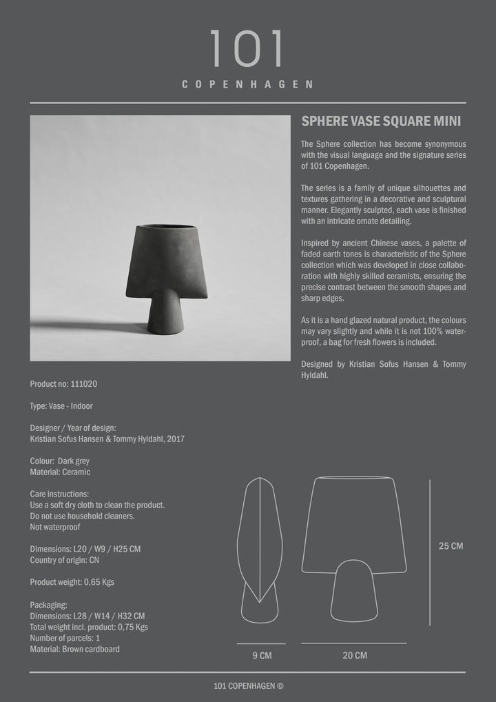 Sphere Vase Square, Mini - Coffee Vases 101 Copenhagen   