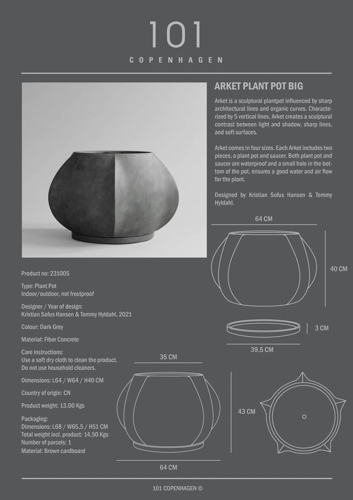 Arket Plant Pot, Big - Dark Grey Home & Garden:Home Décor:Other Home Décor 101 Copenhagen   