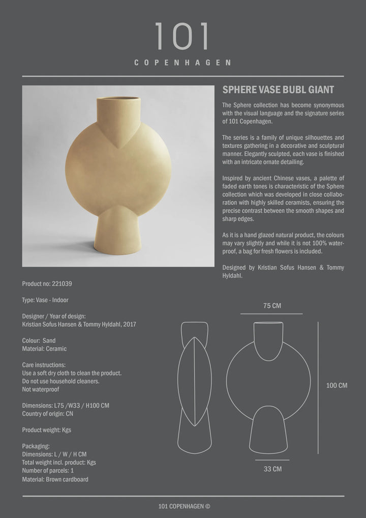 Sphere Vase Bubl, Giant - Sand – Italian Luxury Interiors Sphere Vase Bubl, Giant - Sand – Italian Luxury Interiors