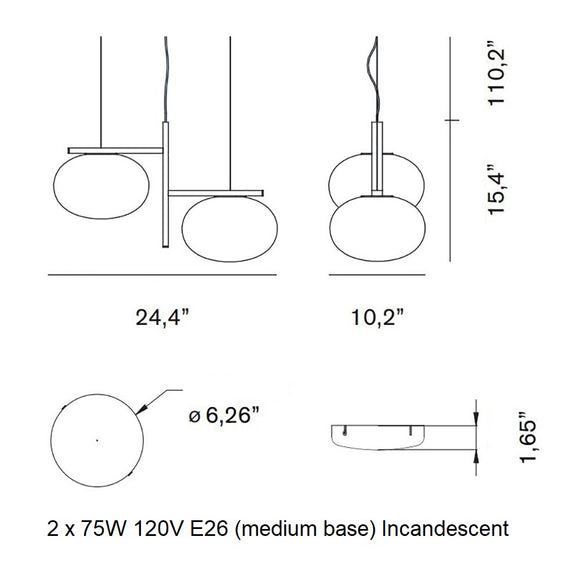 Alba Metal Arm Pendant Light Lighting OLUCE