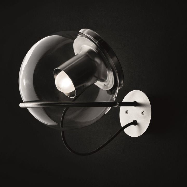 The Globe Wall Light Wall Light Fixtures OLUCE Satin Nickel
