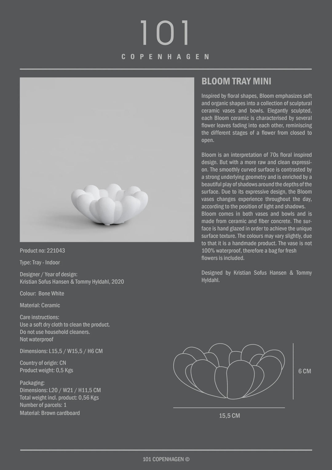Bloom Tray, Mini - Bone White Vases 101 Copenhagen   