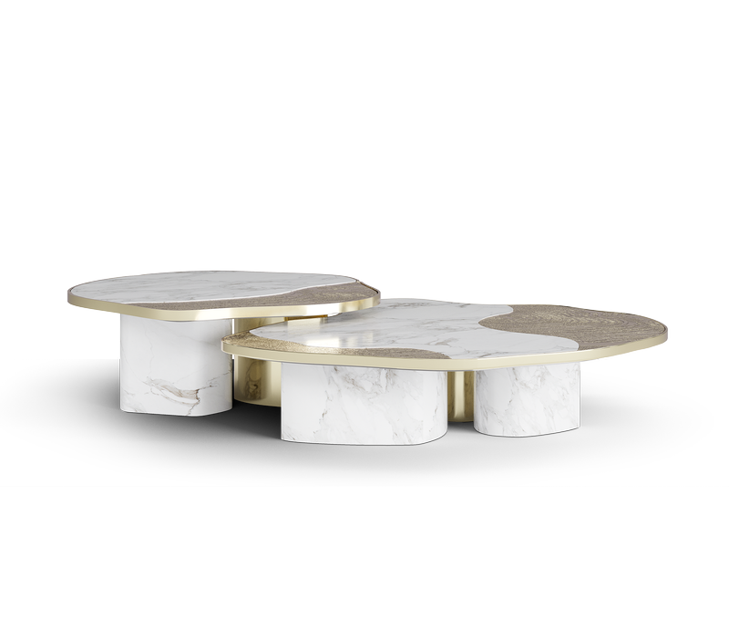 ophelia calacatta marble and gold center table Coffee Tables Boca Do Lobo