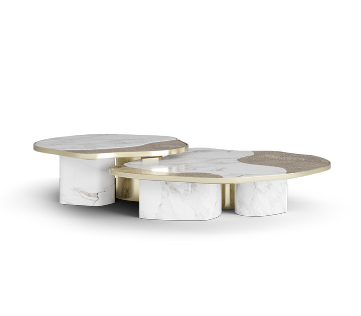 ophelia calacatta marble and gold center table Coffee Tables Boca Do Lobo