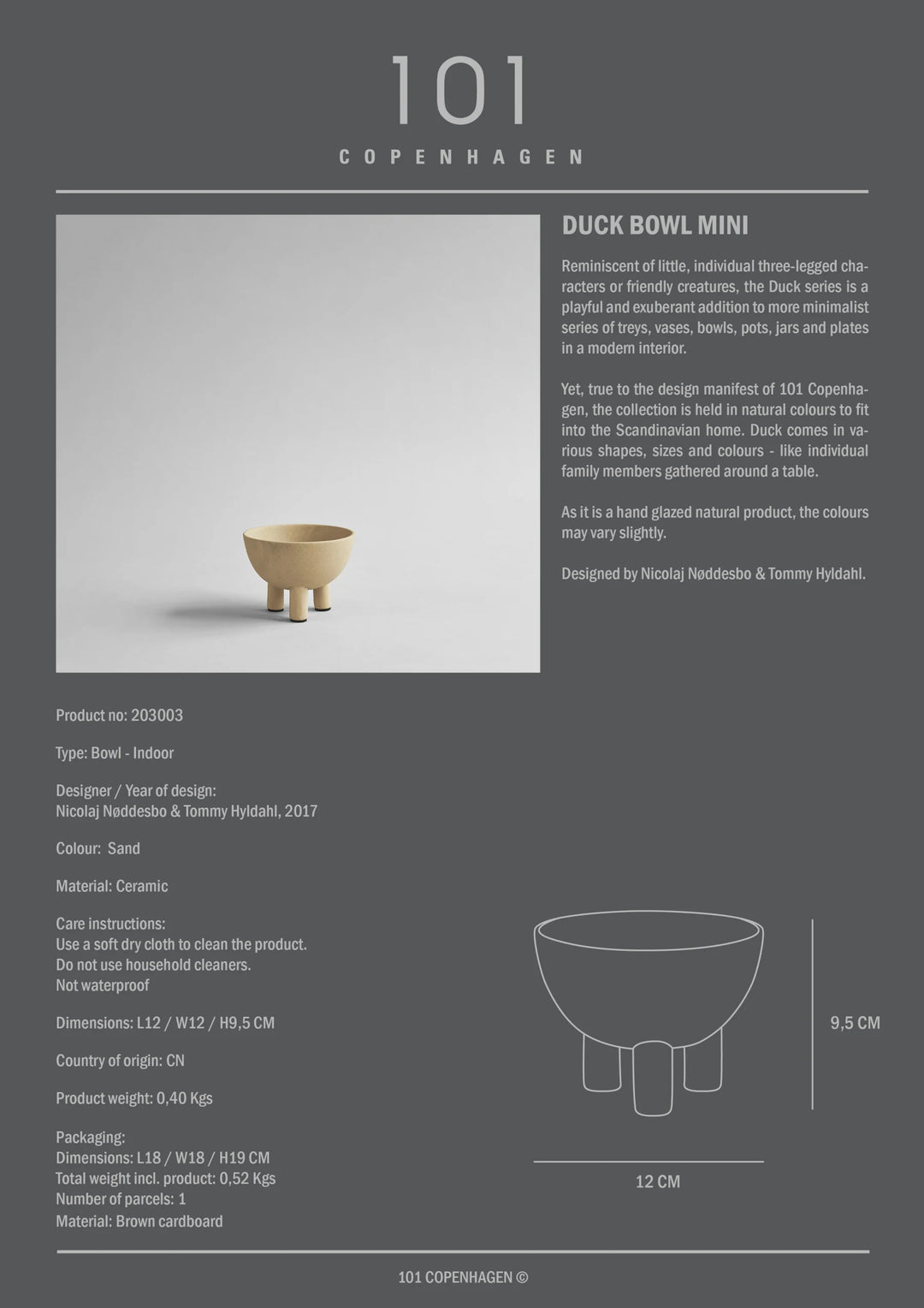 Duck Bowl, Mini - Sand Decorative Bowl 101 Copenhagen   