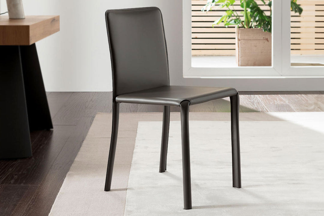 Lunette Hard Leather Dining Chair Dining Chairs Ozzio Italia