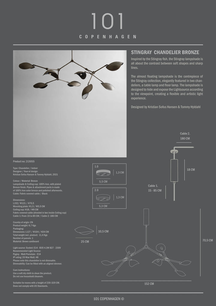 Stingray Chandelier - Bronze Chandeliers 101 Copenhagen   