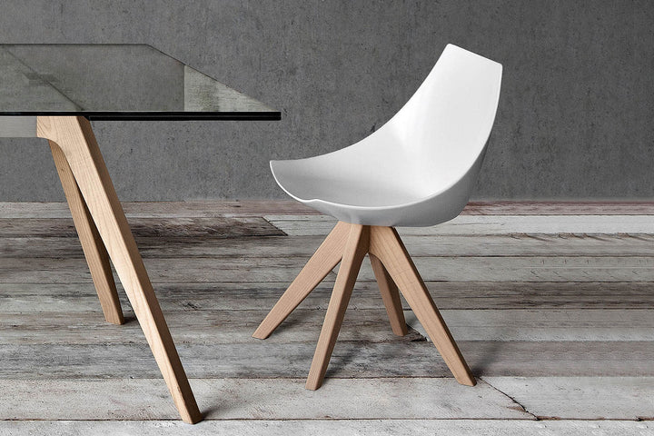 Gamma Dining Chair with Wooden Base Dining Chairs Pianca