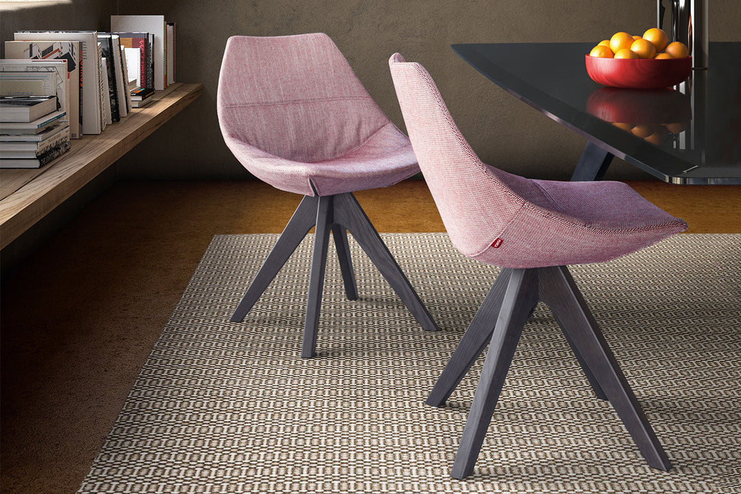 Gamma Upholstered Dining Chair with Wooden Base Dining Chairs Pianca