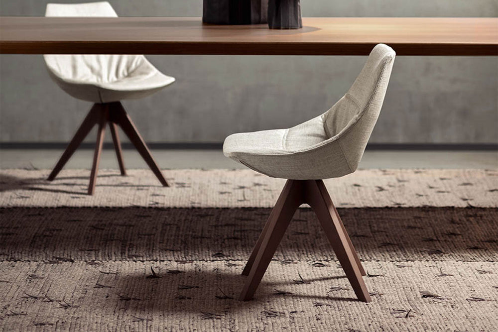 Gamma Upholstered Dining Chair with Wooden Base Dining Chairs Pianca