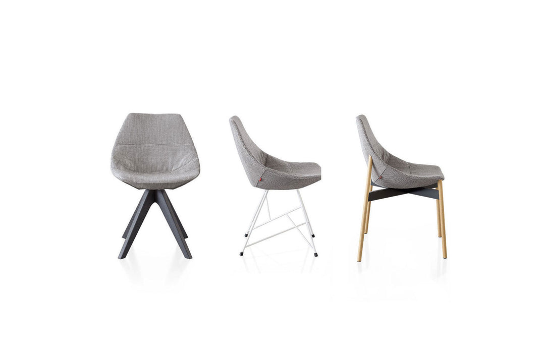 Gamma Upholstered Dining Chair with Wooden Base Dining Chairs Pianca
