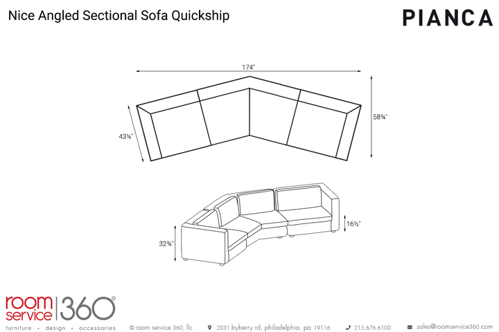 Pianca Nice Angled Sectional Sofa Quickship