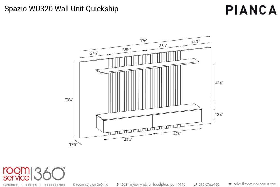 Pianca Spazio Wu320 Wall Unit Quickship