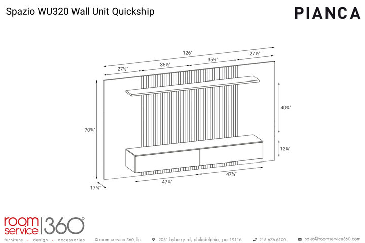 Pianca Spazio Wu320 Wall Unit Quickship