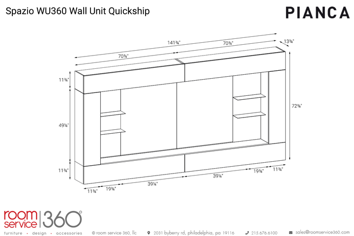 Pianca Spazio Wu360 Wall Unit Quickship
