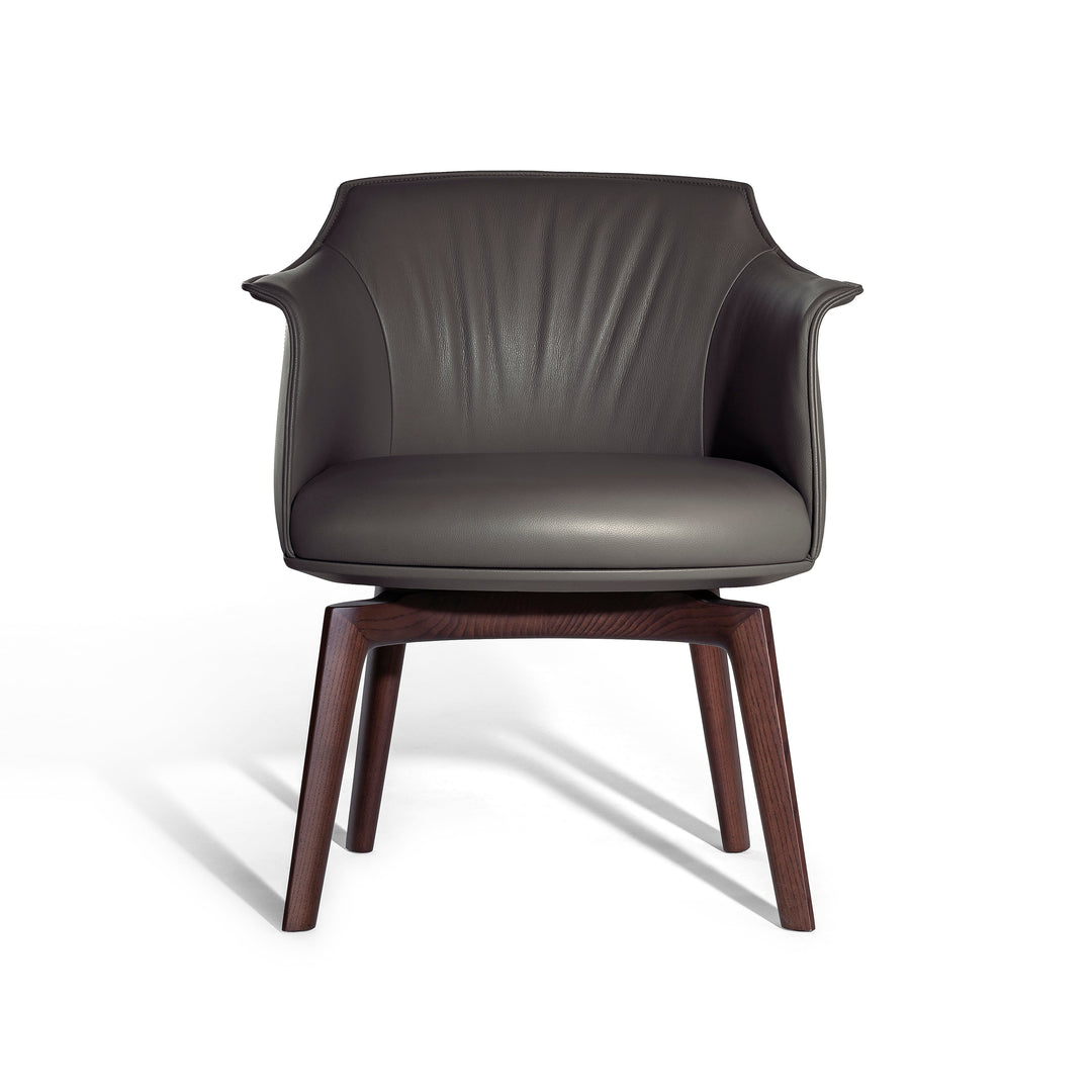 Archibald Small Swivel Armchair Chairs Poltrona Frau SC 28 Seppia Leather