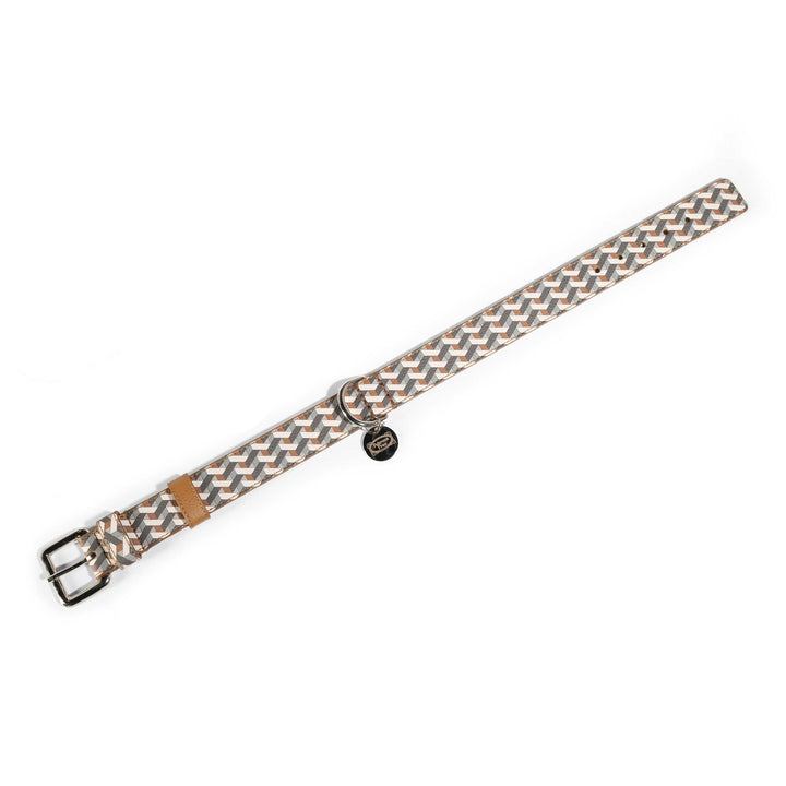 Dog Collar Poltrona Frau Ecru / Camel Large: 17.75 in width