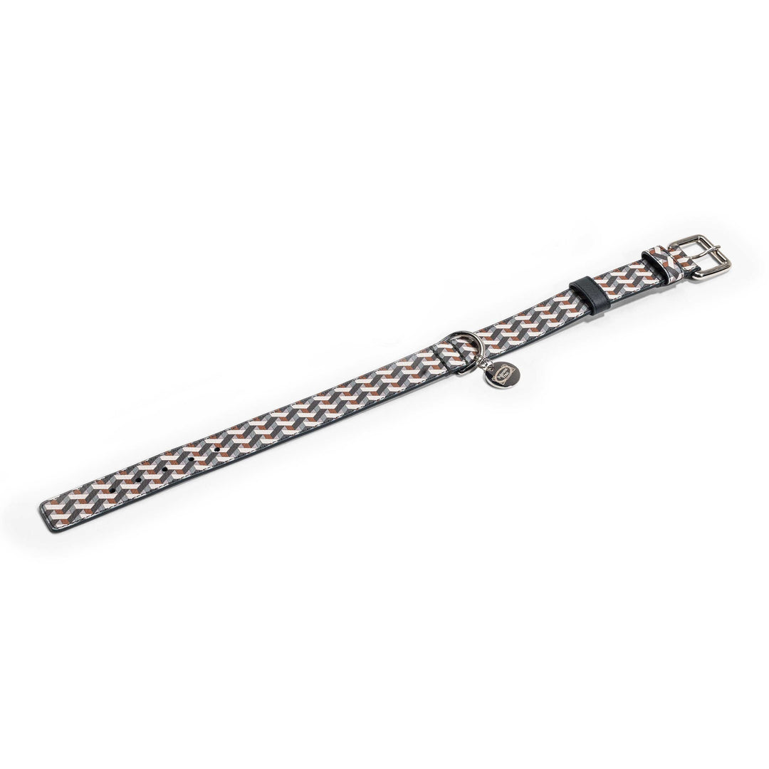 Dog Collar Poltrona Frau Ecru / Green Large: 17.75 in width