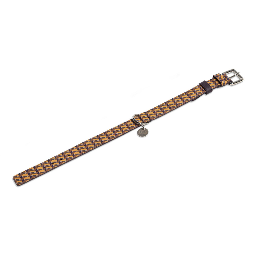 Dog Collar Poltrona Frau Ecru / Purple Large: 17.75 in width