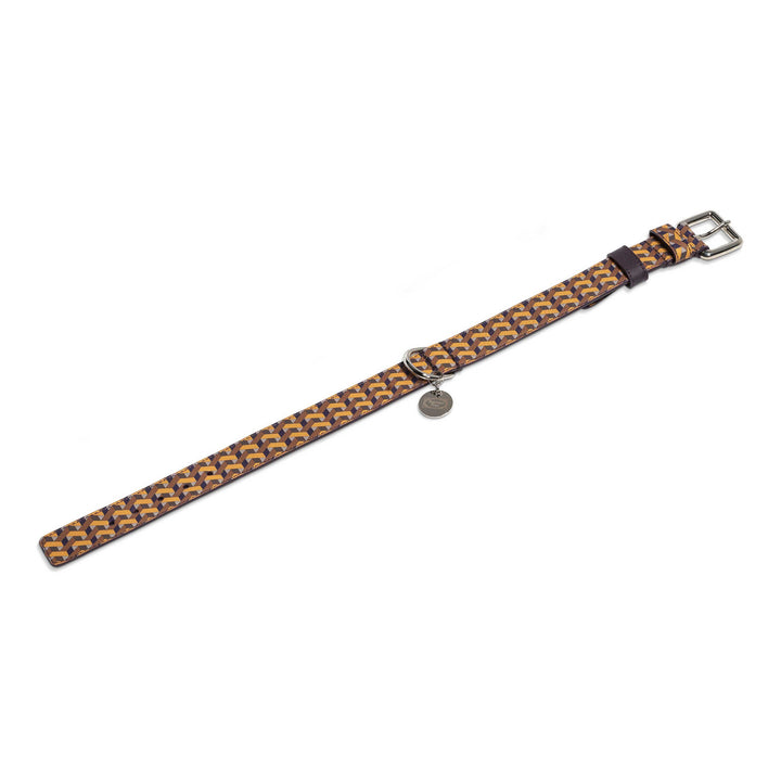 Dog Collar Poltrona Frau Ecru / Purple Large: 17.75 in width