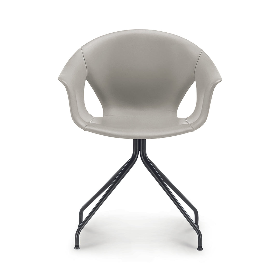 Ginger Ale Small Armchair 4 Spokes Fully Upholstered Chairs Poltrona Frau Amianto SC21 Leather
