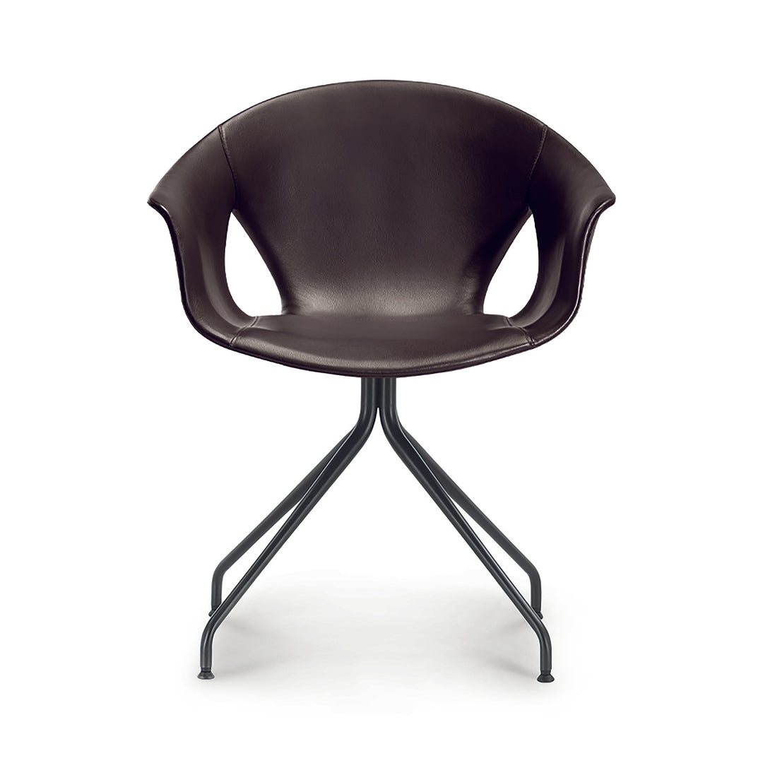 Ginger Ale Small Armchair 4 Spokes Fully Upholstered Chairs Poltrona Frau Bruno SC80 Leather