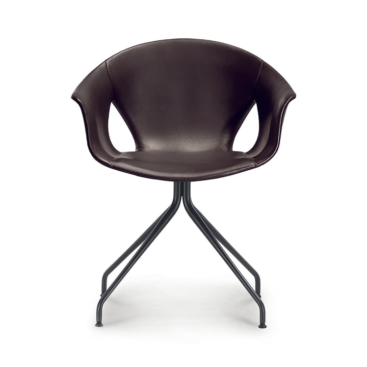 Ginger Ale Small Armchair 4 Spokes Fully Upholstered Chairs Poltrona Frau Bruno SC80 Leather