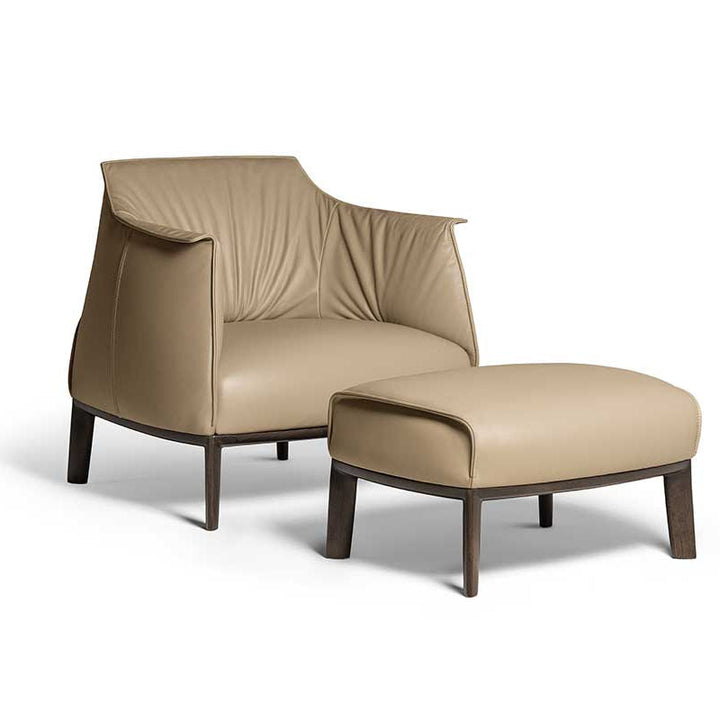 Archibald Armchair with Wood Legs Chairs Poltrona Frau Matching Ottoman