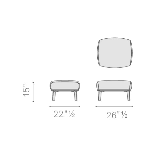 Archibald Ottoman with Wood Legs Ottomans Poltrona Frau